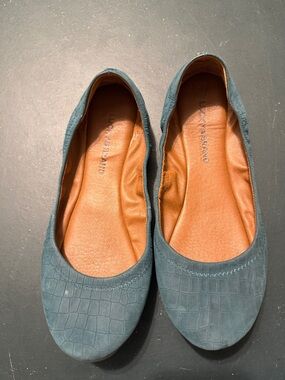 Lucky Brand Teal Croc-Embossed Ballet Flats